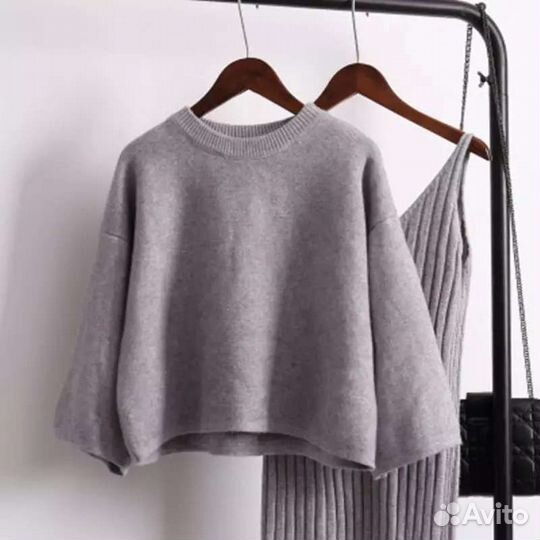 Комплект трикотажное платье и свитер / кофта