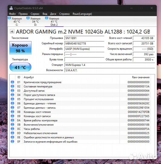 M.2 NVMe ardor gaming Ally AL1288 1024 Gb