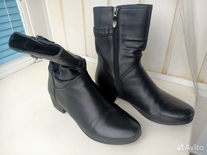 Женские полусапоги кожаные, б/у, 39 размер