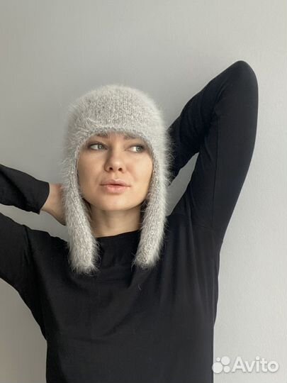 Шапка-ушанка ангора