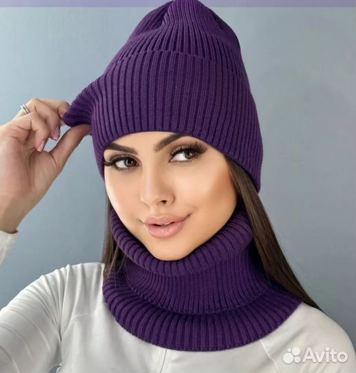 Комплект шапка и снуд женский