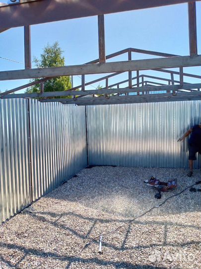 Гараж металлический двускатный