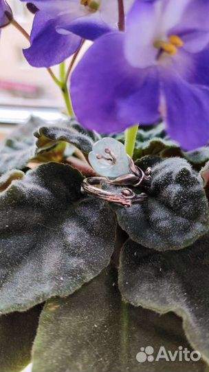 Кольцо с нат.камнем Аквамарин