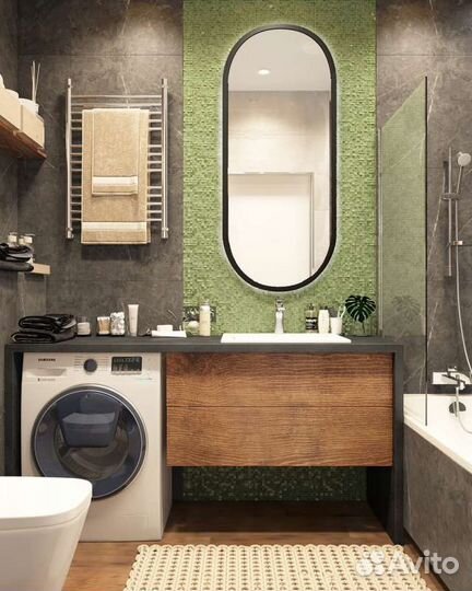 Зеркало в раме с подсветкой капсула