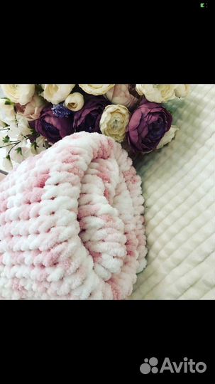 Плед из плюшевой пряжи Ализе пуффи