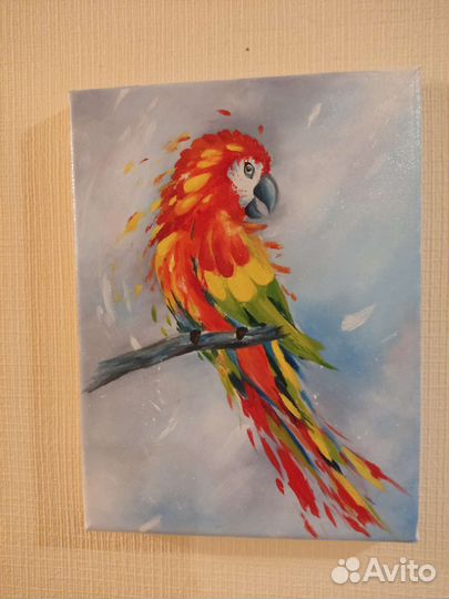 Картина маслом попугай