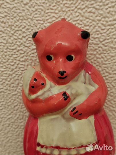 Ёлочная игрушка СССР медведица с медвежонком