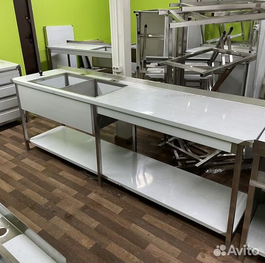 Двойная стол мойка из нержавейки