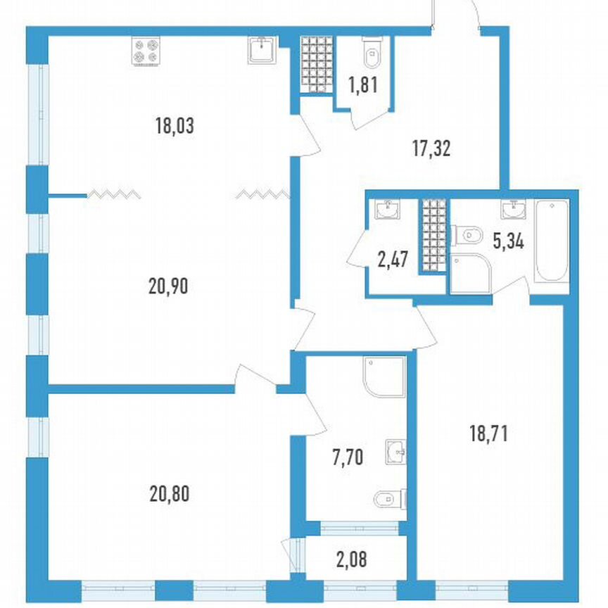 3-к. квартира, 114 м², 16/23 эт.