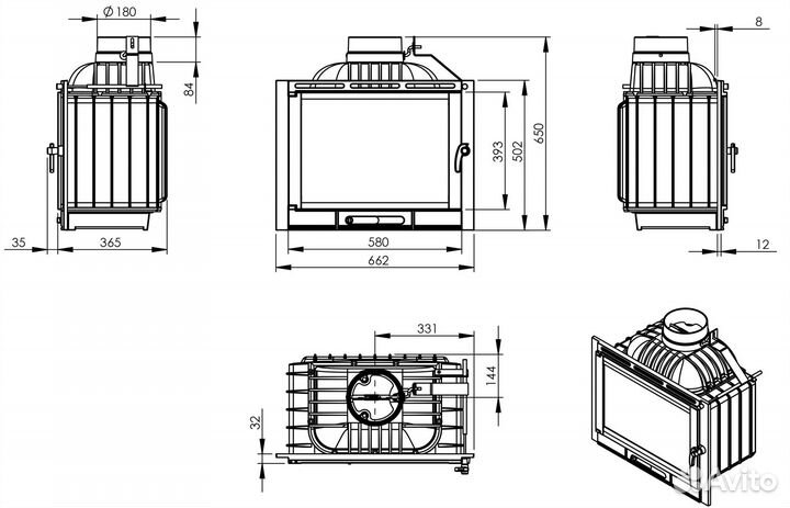 Каминная топка nordflam corno 14 кВт