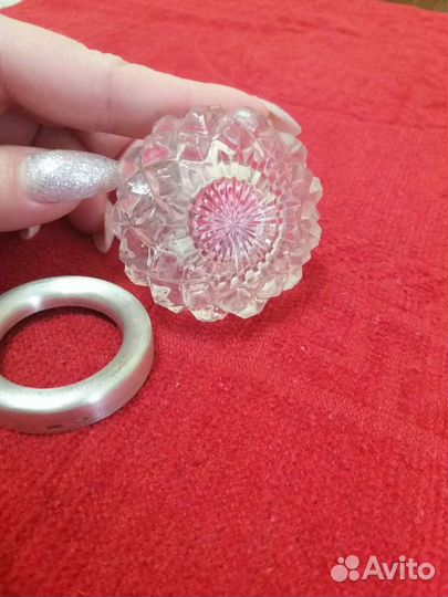 Солонка хрустальная с серебрянным ободком