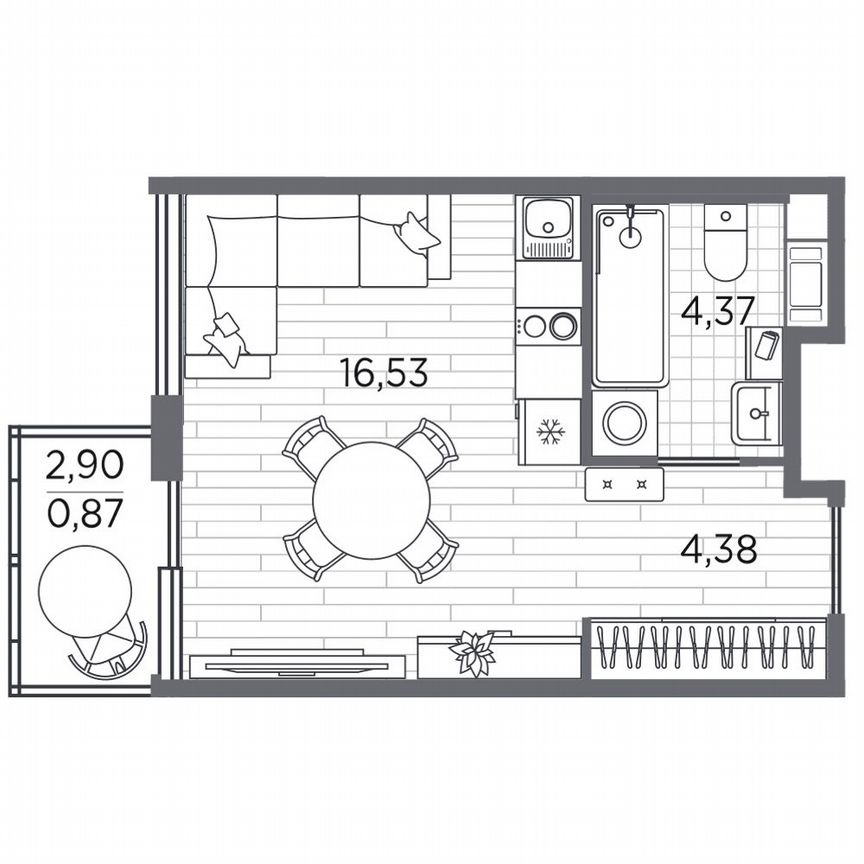 Квартира-студия, 26,2 м², 3/5 эт.