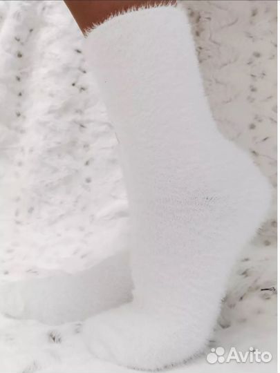 Термоноски женские белые мягкие теплые