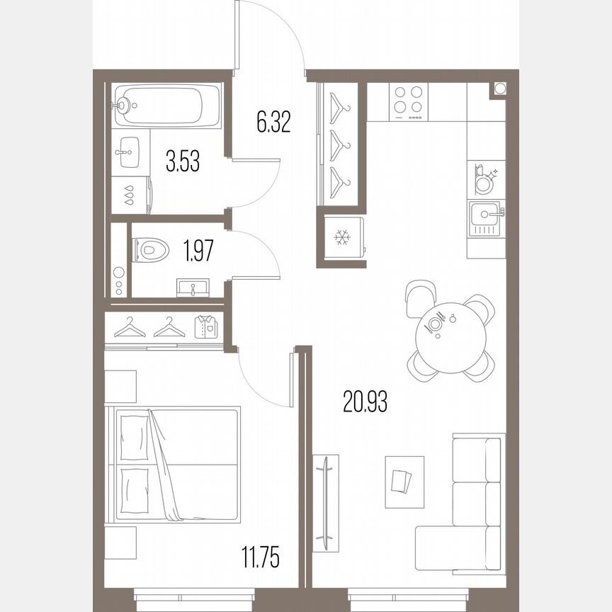 1-к. квартира, 44,5 м², 9/10 эт.