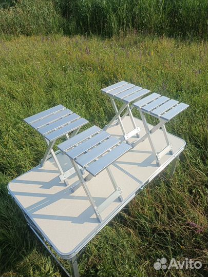 Складной туристический стол + 4 алюминиевых стула