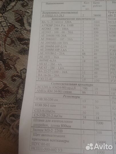 Авт.выключатели, реле, резисторы, переключатели