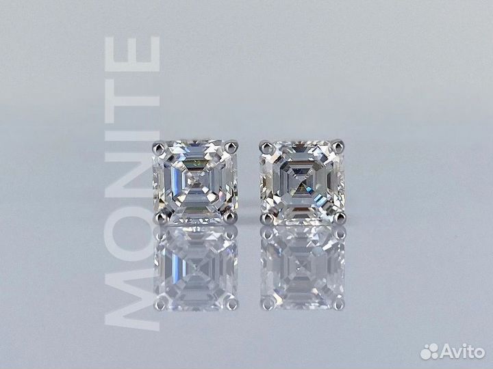 Пусеты с бриллиантами(муассанит) 2ct