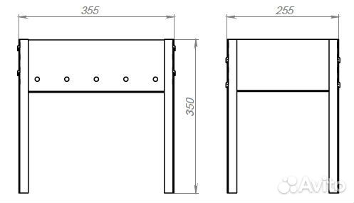 Мангал сборный 355 х 255 х 350 (сталь 0,8 мм)