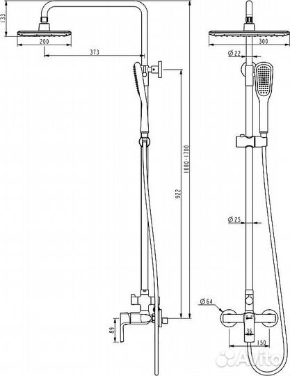 Душевая стойка Lemark Ursus LM7260BL