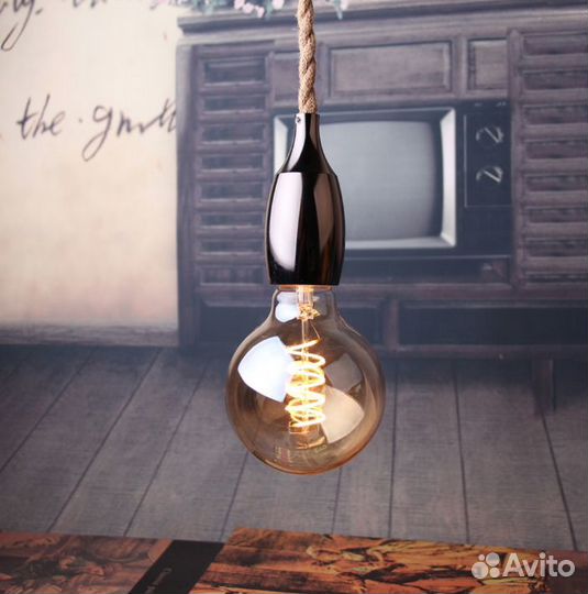 Светильник подвесной лофт на верёвке