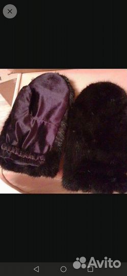 Варежки норковые черные