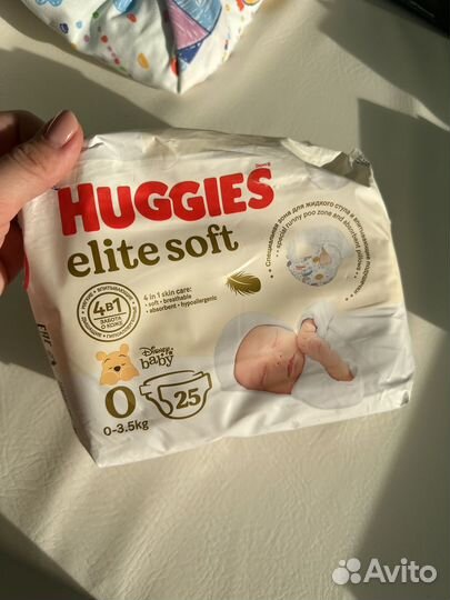 Подгузники huggies elite soft 0 nb 65 штук