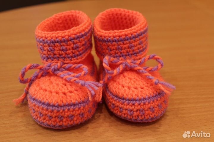 Пинетки вязаные с отворотом