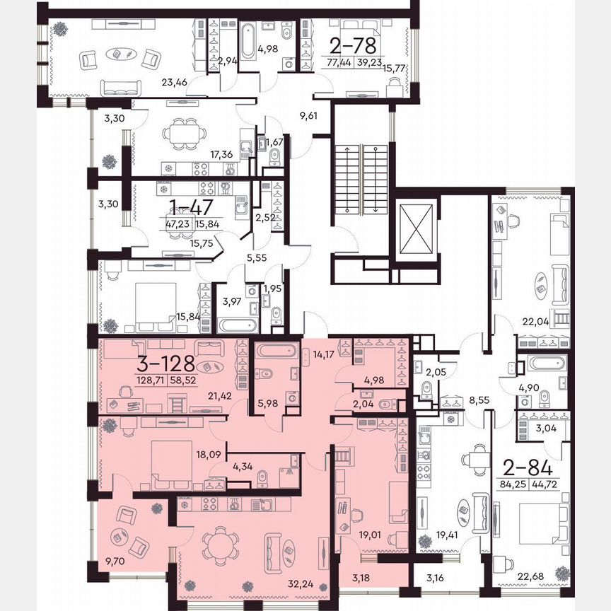 3-к. квартира, 122,3 м², 5/8 эт.