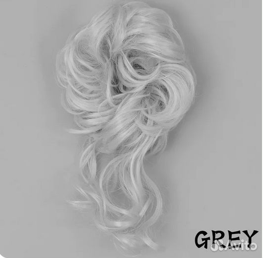 Завит. шиньоны сер, гол. цв. на рез. с прядью вол