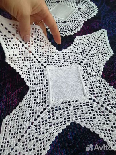 Салфетки Лен Хлопок Кружево ручной работы