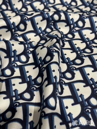 Шелковый платок бандана Dior синий новый