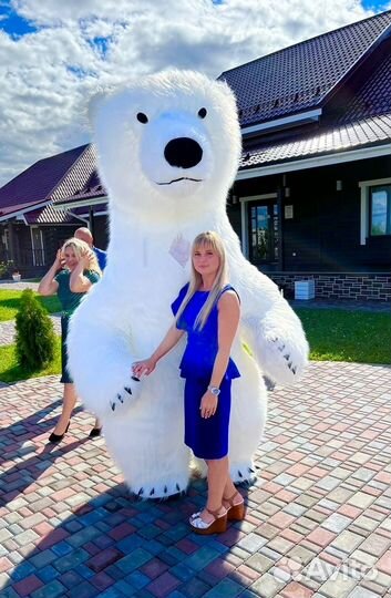 Надувной белый медведь,ростовая кукла