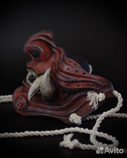 Японская самурайская маска Менпо