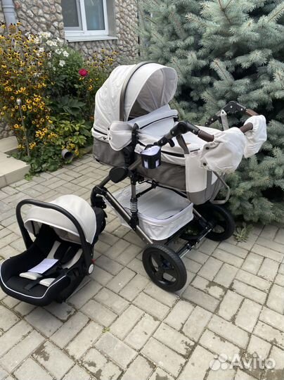 Коляска luxmom 2 в1 и 3 в1 серый kombi)