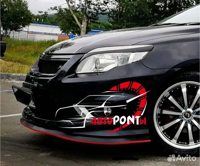 Губа бампера резиновая черно красная