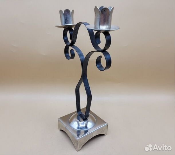 Подсвечник настольный на 2 свечи металл сталь