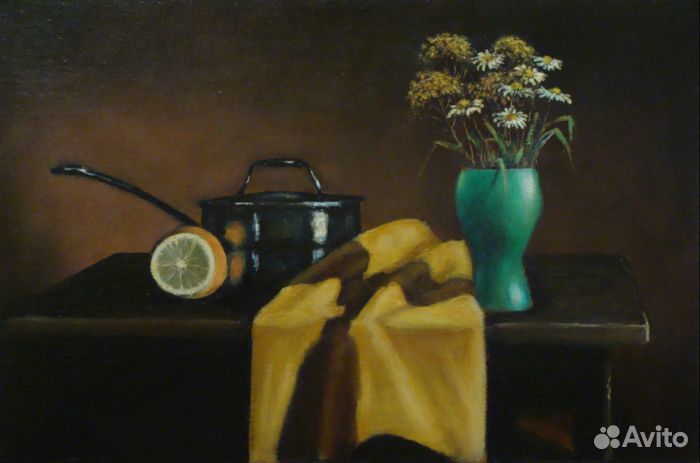 Картина маслом. Натюрморт с лимоном