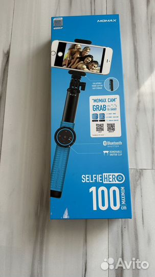 Монопод Momax Selfie Hero, 100см, синий