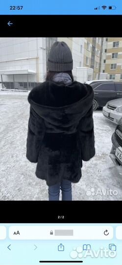 Шуба норковая с капюшоном