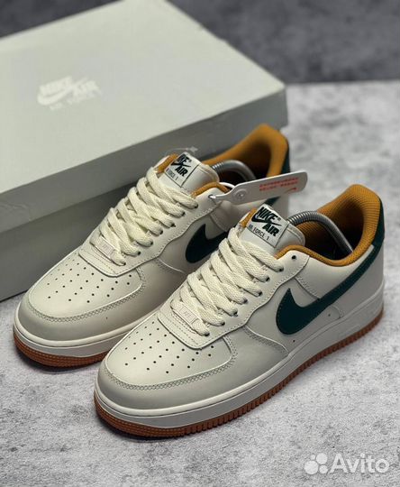 Кроссовки Nike Air Force 1 Light Brown Green (Арт.55220)