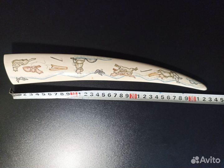 Клык моржа имитация с рисунком, длинна 32см