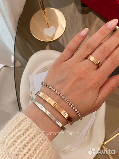 Браслет cartier love цвет розовое золото