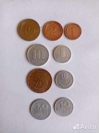 Монеты фрг, ГДР, Польша, Венгрия