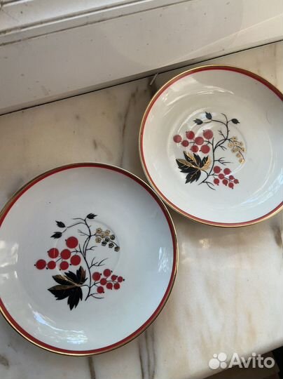 Чайная пара лфз, блюдца Красная смородина