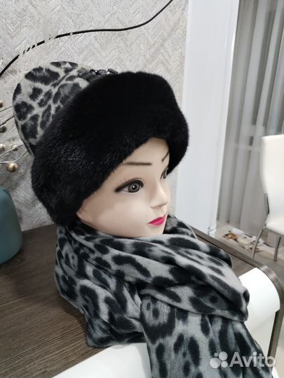 Шапка и шарф из кашемира женская