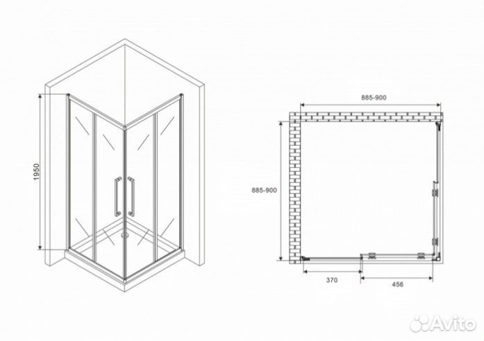 Душевой уголок Abber Schwarzer Diamant AG02090H 90x90