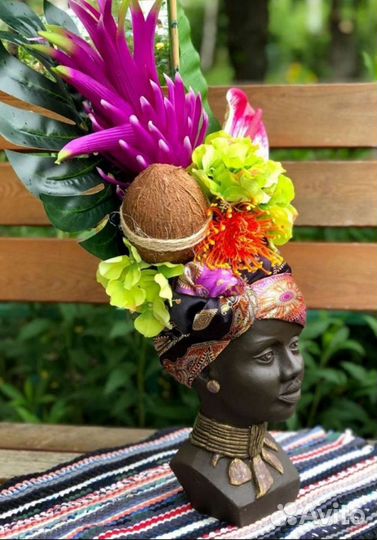 Композиция в гипсовом кашпо