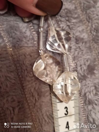 Брошь /Подвеска льдинки природный Горный Хрусталь