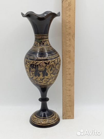 Ваза для цветов Латунь Времен СССР Узоры Индия