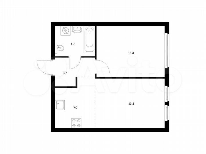 2-к. квартира, 42 м², 23/32 эт.